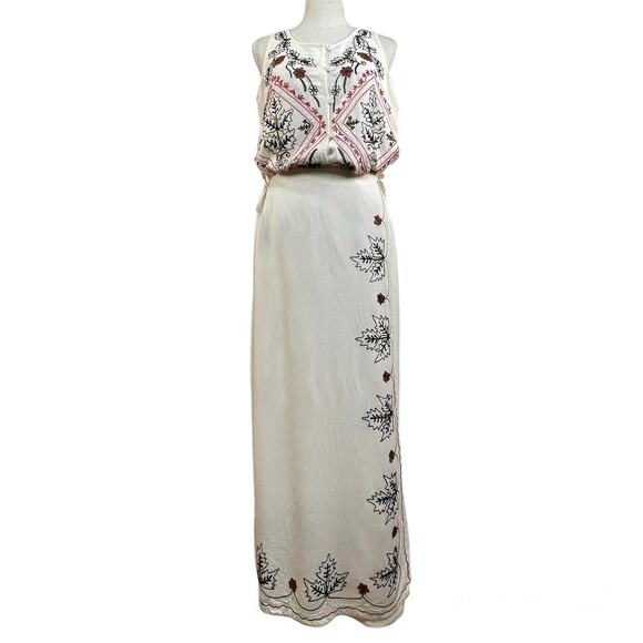 Vintage Crewel Embroidered Skirt Set by Effeci Naturecore Boho Hippie - Picture 1 of 9